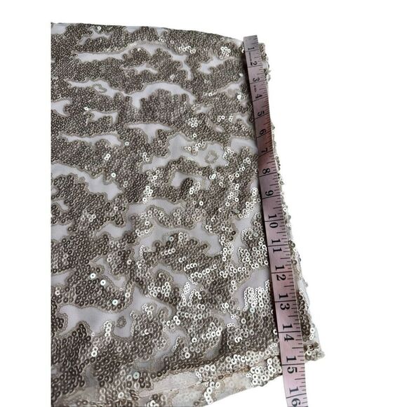 Akira Chicago Red Label Gold Sequined Scalloped Hem Mini Skirt - Picture 5 of 8